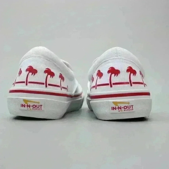 In-Out-Burger Ladies 7.5 Drink Cup Slip-on Skate Palm Tree Tennis/Gym Sneakers - Picture 4 of 13